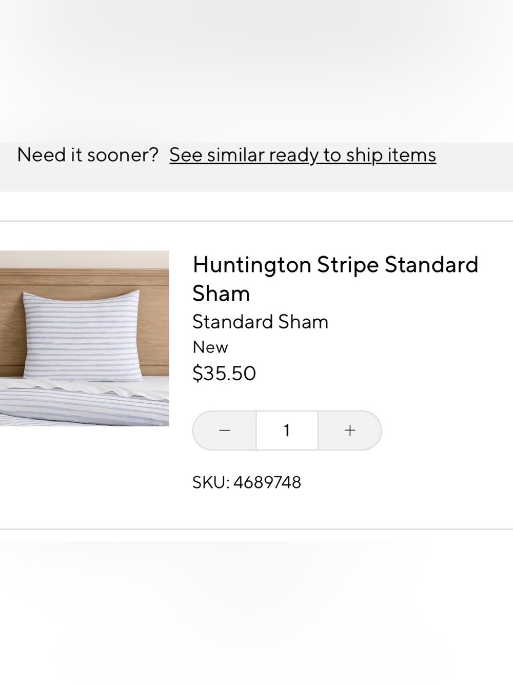 Pottery Barn Teen Huntington Stripe Sham - White and Light Blue